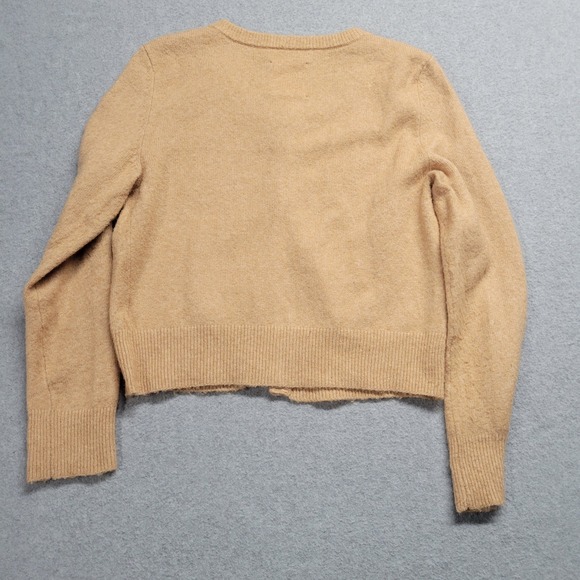 Aerie Wool Alpaca Cardigan Sweater Women's Small Tan Beige Brown Front-Button - Picture 10 of 10